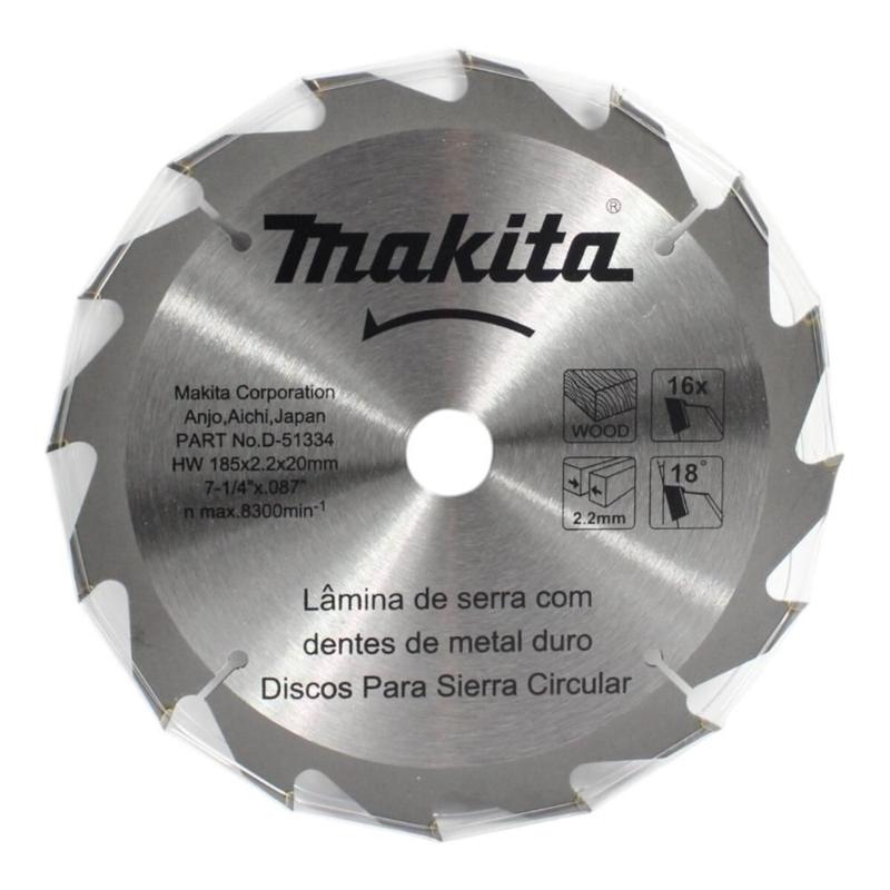 Disco de Serra Tct 185mm X 20mm X 16 Dentes Makita D-51334 - Disco